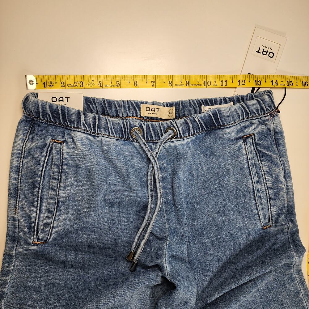 OAT NY Wide Leg Jeans Elastic Waist Drawstring 4/27 NWT - Picture 6 of 15